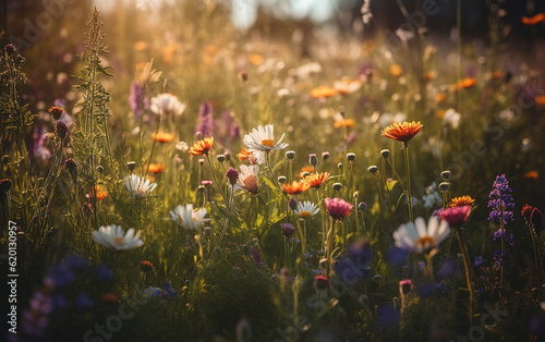 Beautiful Wild Flowers, created with generative AI technology
