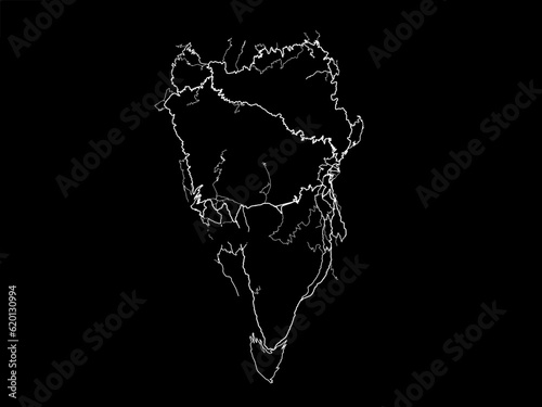 Vector road map of the city of La Palma in Spain on a black background.
