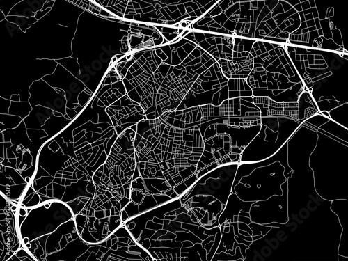 Fototapeta Naklejka Na Ścianę i Meble -  Vector road map of the city of  Pozuelo de Alarcon in Spain on a black background.