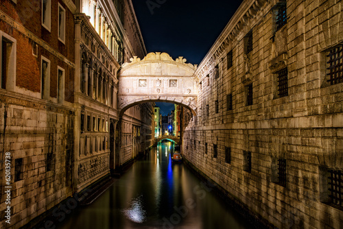 Night scene in a canal of Venice