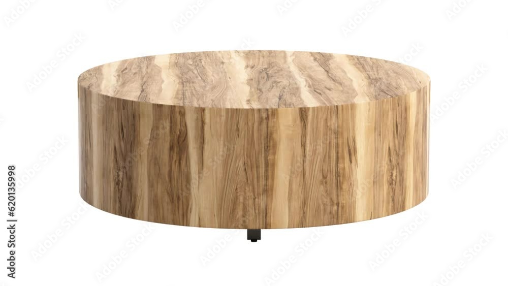Circular animation of organic style round coffee table with hammered legs on white background. Modern, Loft, Scandinavian interior. 3d render Circular animation of organic style round coffee table with hammered legs on white background. Modern, Loft, Scandinavian interior. 3d render