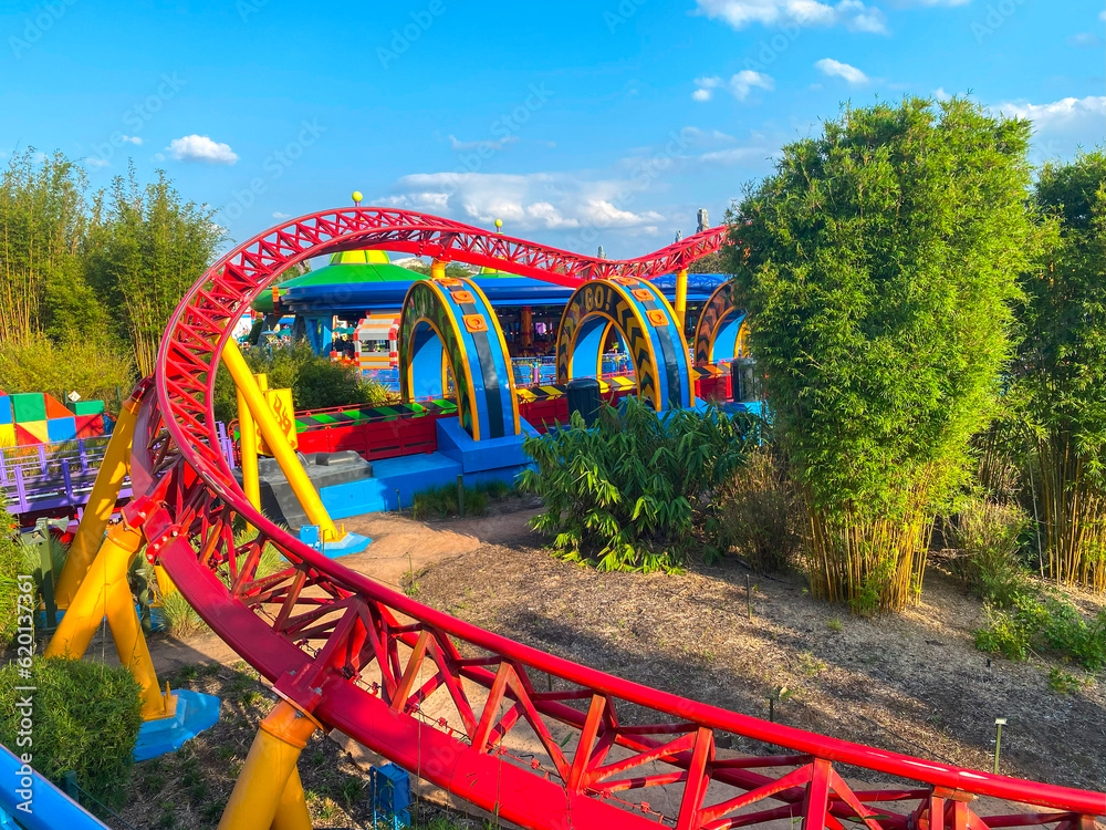 Colorful rollercoaster tracks