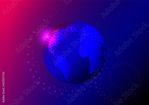 Global world network communication connection futuristic telecoms technology sphere vector illustration