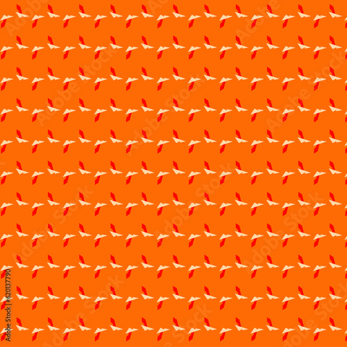 Bright abstract small polygonal geometric motifs isolated on an orange background Horizontal stripes