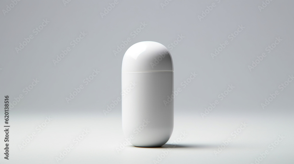 Smooth White Capsule: Embracing Minimalist Simplicity.  Generative AI