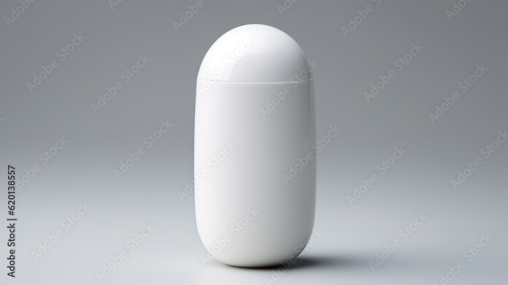 Smooth White Capsule: Embracing Minimalist Simplicity. Generative AI Smooth White Capsule: Embracing Minimalist Simplicity. Generative AI