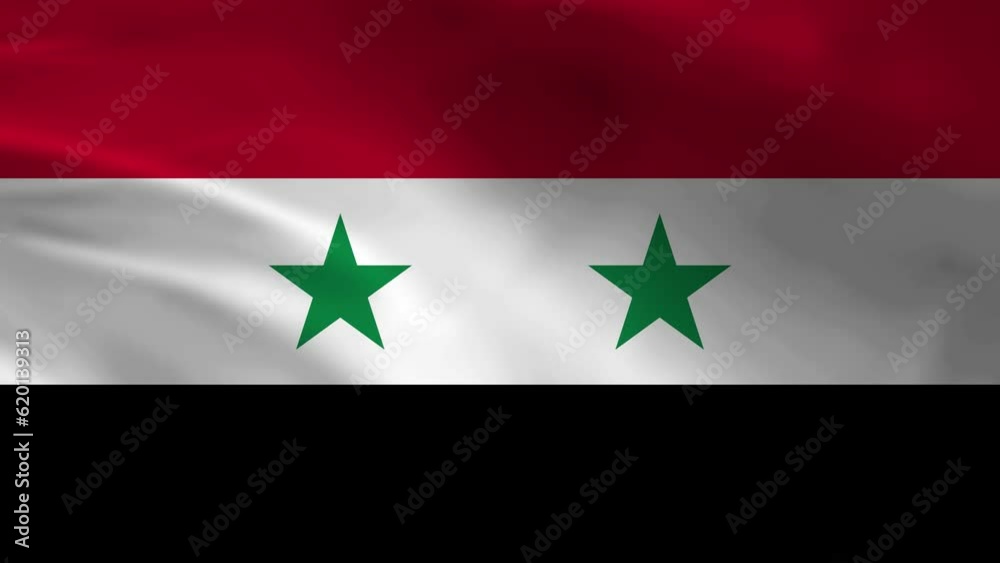 Syria National Flag. 4K seamless loop animation of the Syria flag. Realystic flag video animation Syria National Flag. 4K seamless loop animation of the Syria flag. Realystic flag video animation