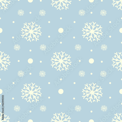 Merry and Bright Christmas Snowflakes Seamless Pattern Design