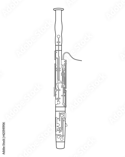 Easy coloring cartoon vector illustration of a bassoon isolated on white background