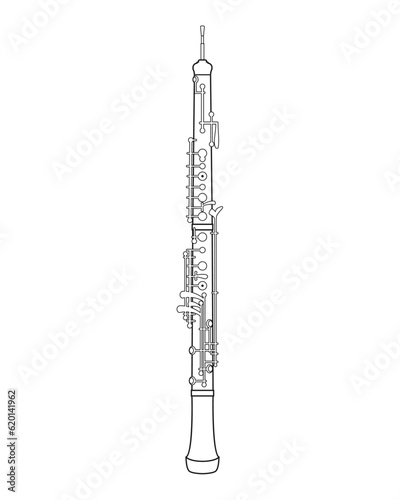 Easy coloring cartoon vector illustration of an oboe isolated on white background