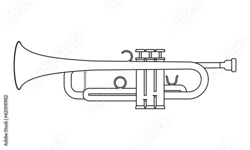 Easy coloring cartoon vector illustration of a trumpet isolated on white background