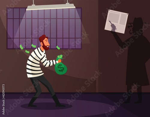 Thief concept vector illustration caught