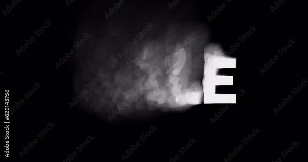 Business offer advertisement template. Video text transition animation with alpha channel. Sale word appears and vanish with smoke effect. Design element for banner, ad