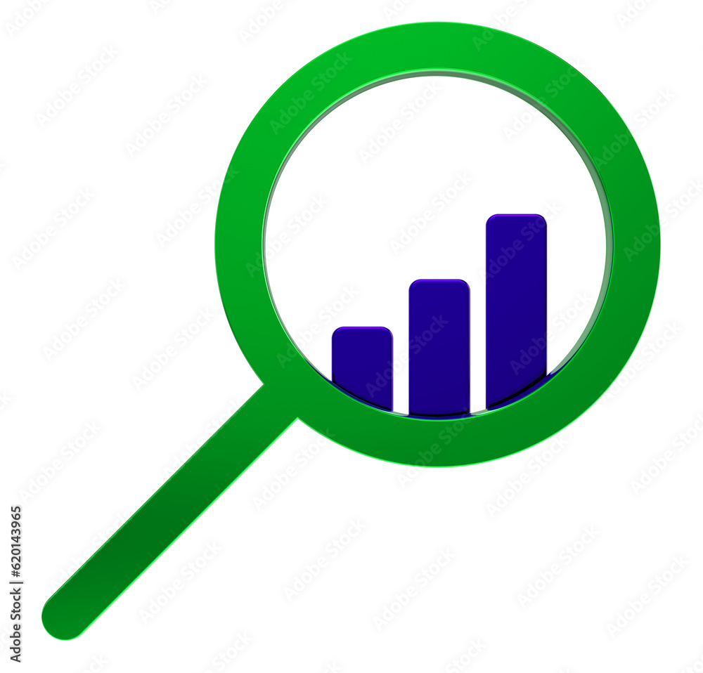 magnifying glass and graph magnifying glass and graph