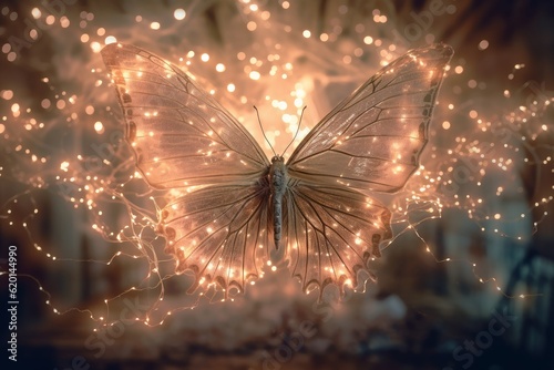 Illustration of a butterfly gracefully soaring through the air created using generative AI