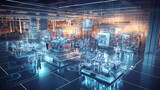 Smart factory - Industry 4.0 - Advanced automation - Machinery - Robotics - Futuristic industrial setting - Innovation - Engineering - Technological advancements - AI generated.