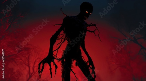 A dark terrifying silhouette of an evil entity. Created with Generative Ai technology.