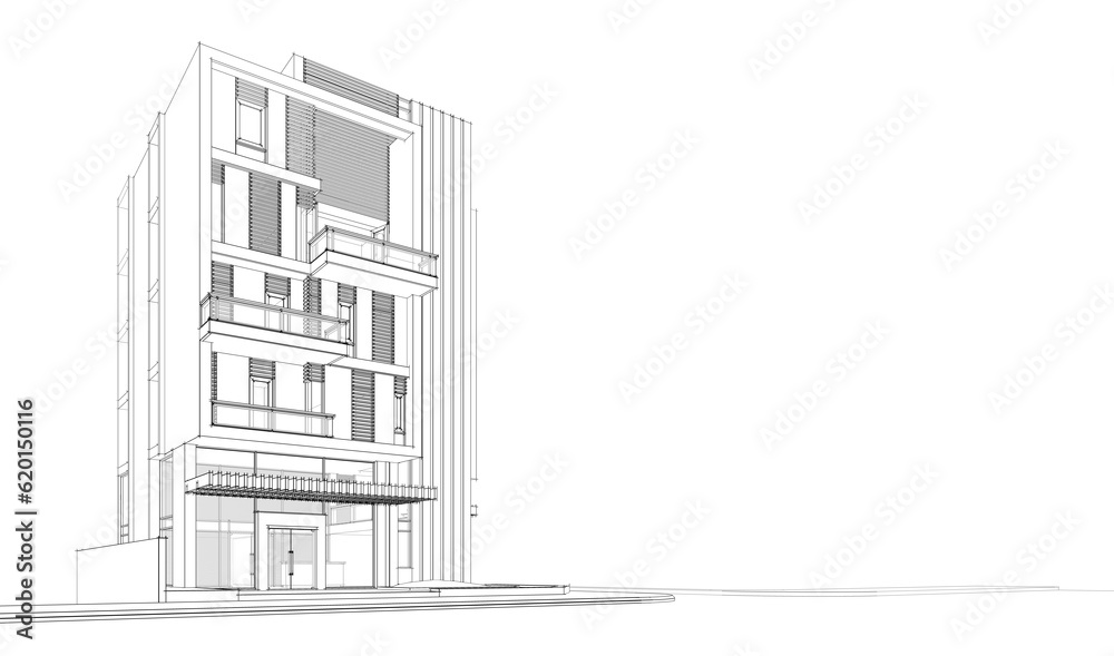 3d render of a modern building