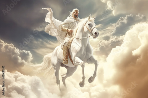 Photo White Horse of the Apocalypse Revelation of Jesus Christ historical time Michael
