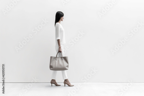 woman bag shopping layout buy purchase white ecology fashion template market. Generative AI.