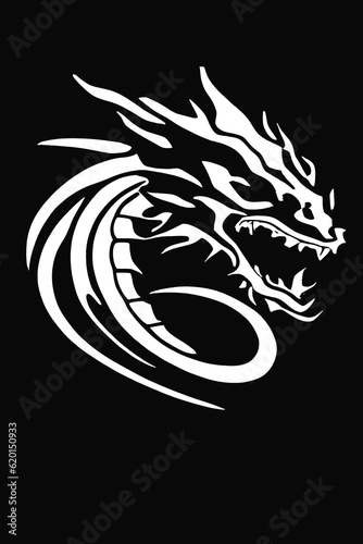 Image of a simple line drawing of a dragon. (AI-generated fictional illustration) 