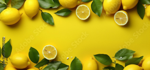 lemon healthy summer fresh yellow natural background food juicy fruit sweet. Generative AI.