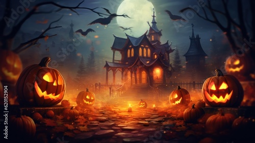 Halloween, the spookiest day of the year. Halloween background. Generative AI