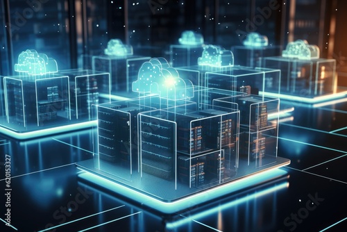 Cloud computing transfer big data on internet. futuristic digital technology .Generative AI