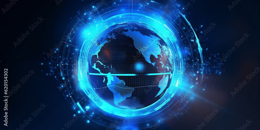 Obraz premium Futuristic blue earth abstract technology background