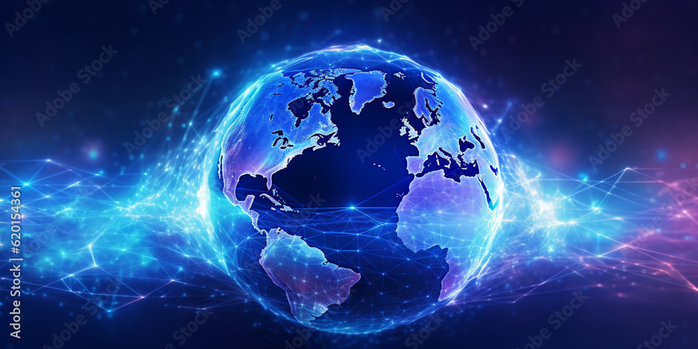 Futuristic blue earth abstract technology background