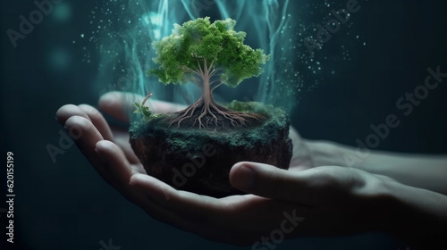 corporate concept to invest in the environment social and governance. Cooperation of organization environment for charity and support Environmental technology concept for Sustainable , Generative Ai