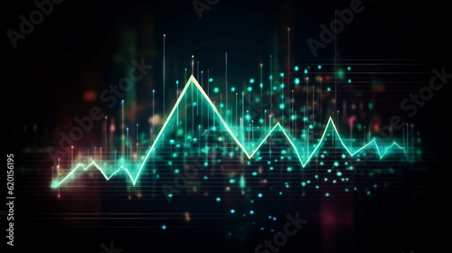 Futuristic raise arrow chart digital transformation abstract technology background. Big data and business growth currency stock and investment economy, Generative Ai