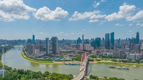 Wuhan Summer City Landmark and Sky Line scenery time-lapse photography photo
