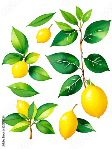 Fresh Lemons illustration, on white background