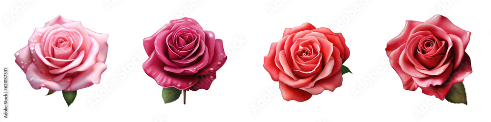 Fototapeta premium Rose clipart collection, vector, icons isolated on transparent background