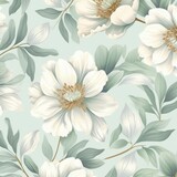 Seamless floral pattern green background