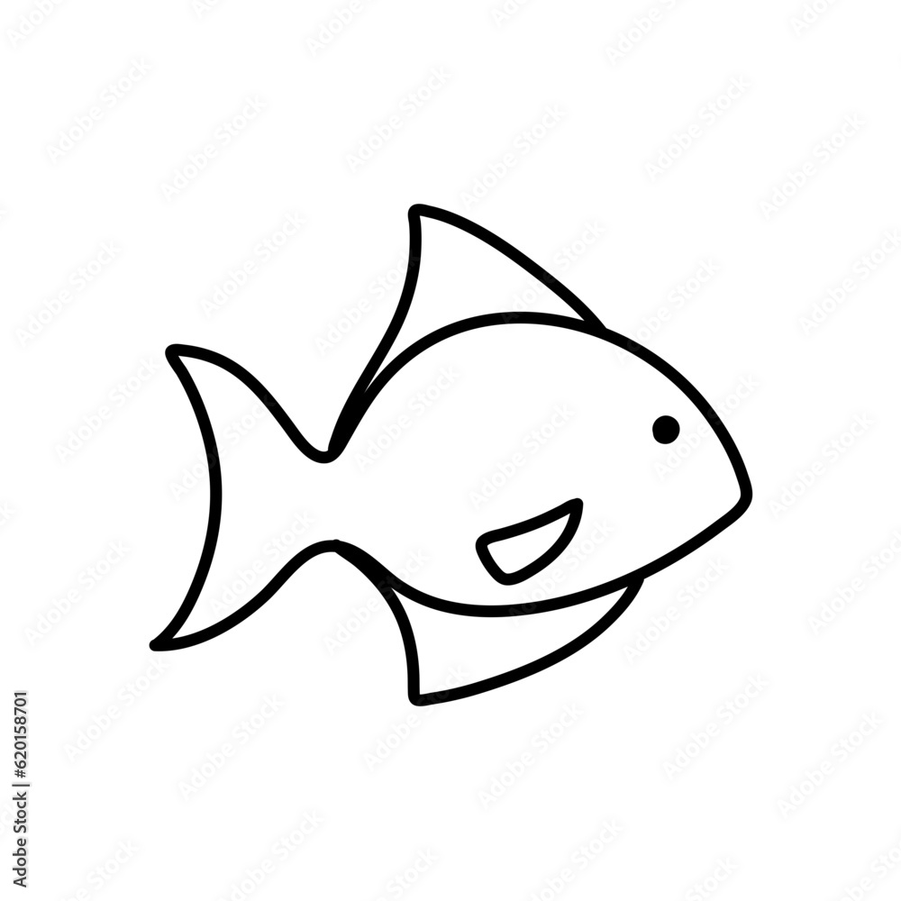Hand drawn fish icon vector Hand drawn fish icon vector