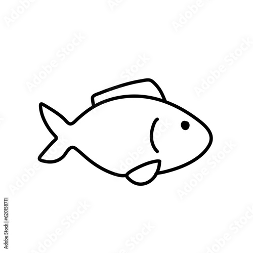 Hand drawn fish icon vector © King Silhouette