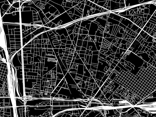 Vector road map of the city of Aubervilliers in France on a black background.