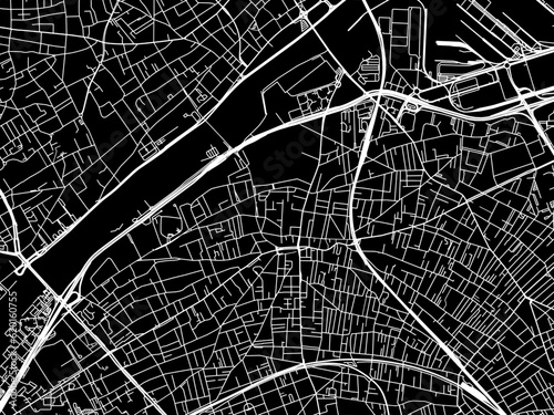 Vector road map of the city of  Colombes in France on a black background.