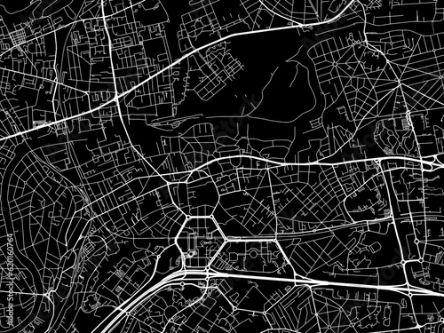 Vector road map of the city of  Noisy-le-Grand in France on a black background.