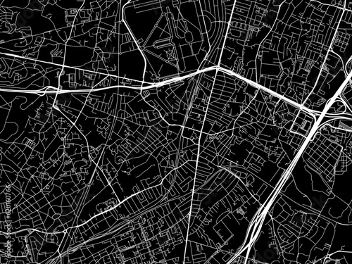 Vector road map of the city of Antony in France on a black background.