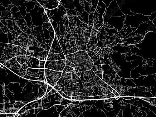 Vector road map of the city of Aix-en-Provence in France on a black background.