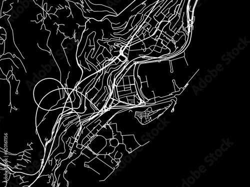 Vector road map of the city of  Monaco in France on a black background.