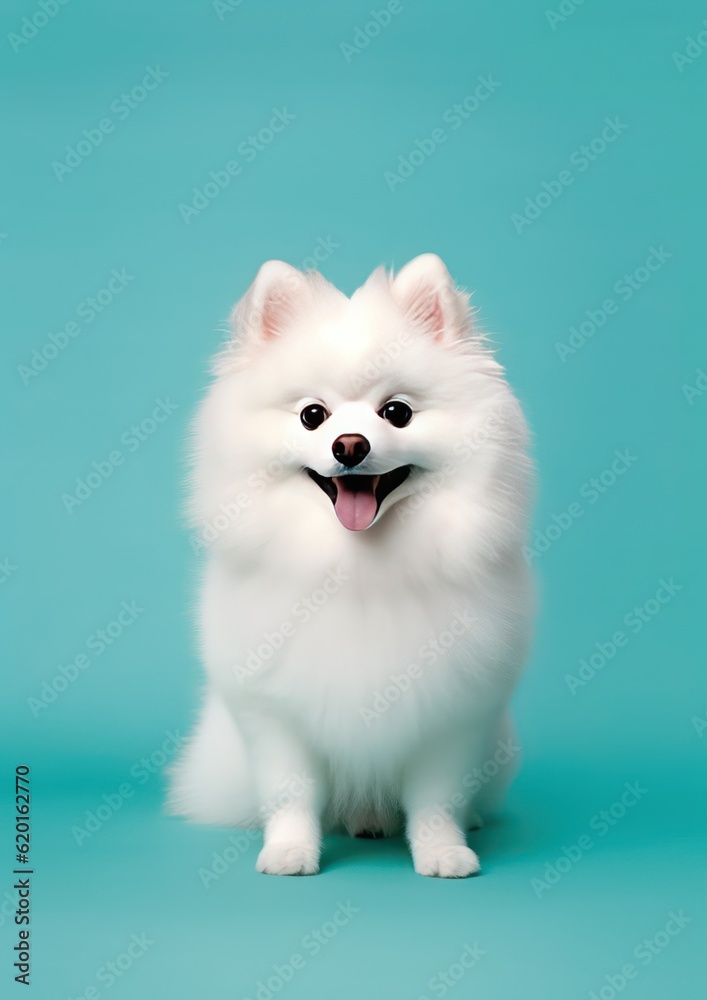 A cute white pomeranian