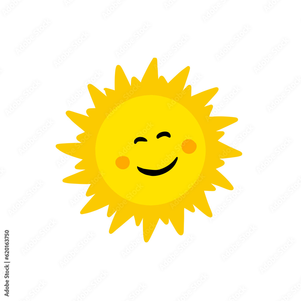 sun cartoon illustration,smile sun cartoon with color yellow