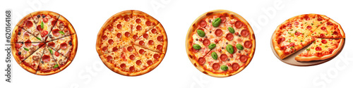 Pizza clipart collection, vector, icons isolated on transparent background