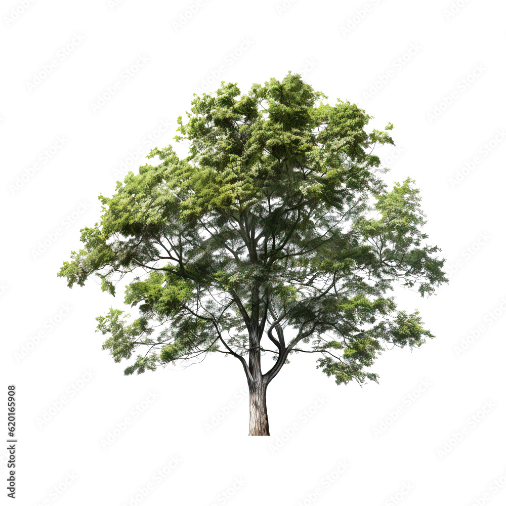 Fototapeta premium Green tree on transparent background. Generative AI