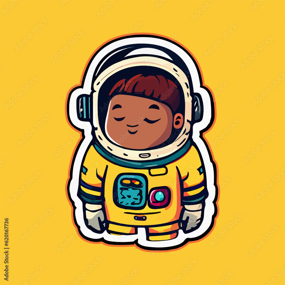 Astronaut cute cartoon sticker for kids. Astronaut cute cartoon sticker for kids.