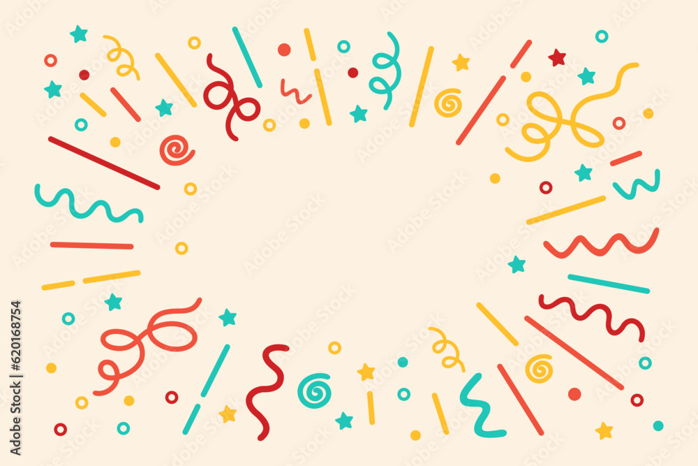 Confetti background, fireworks, vector, banner, clipart with colorful